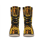 Egyptian Gods And Hieroglyphs Print Winter Boots