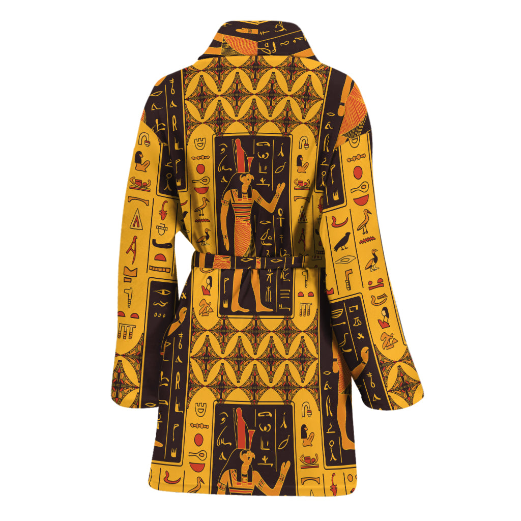 Egyptian Gods And Hieroglyphs Print Women's Bathrobe