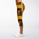 Egyptian Gods And Hieroglyphs Print Women's Capri Leggings