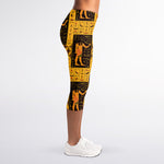 Egyptian Gods And Hieroglyphs Print Women's Capri Leggings