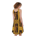 Egyptian Gods And Hieroglyphs Print Women's Sleeveless Dress