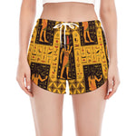 Egyptian Gods And Hieroglyphs Print Women's Split Running Shorts