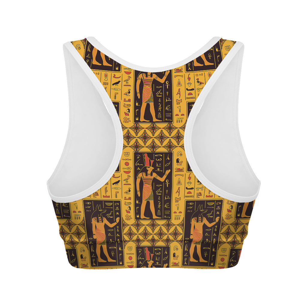 Egyptian Gods And Hieroglyphs Print Women's Sports Bra