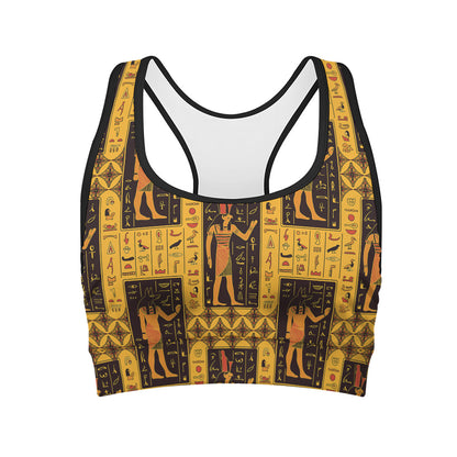Egyptian Gods And Hieroglyphs Print Women's Sports Bra