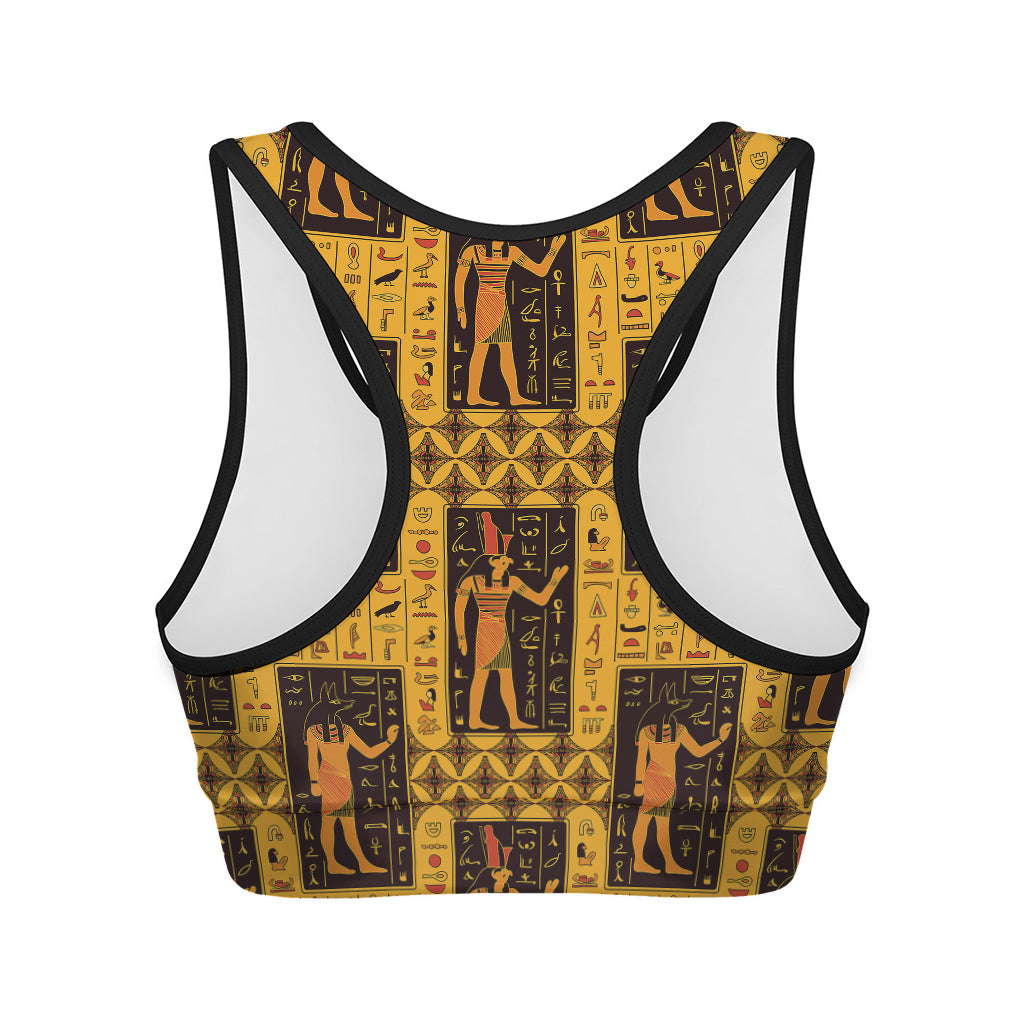 Egyptian Gods And Hieroglyphs Print Women's Sports Bra