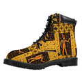 Egyptian Gods And Hieroglyphs Print Padded Collar Lace Up Boots