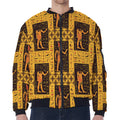 Egyptian Gods And Hieroglyphs Print Zip Sleeve Bomber Jacket