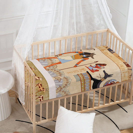 Egyptian Gods And Pharaohs Print Baby Crib Sheet