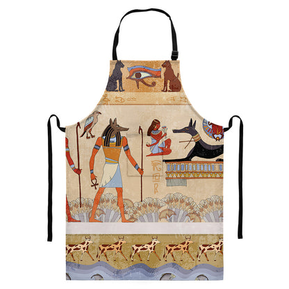 Egyptian Gods And Pharaohs Print Bib Apron With Pocket