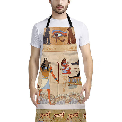 Egyptian Gods And Pharaohs Print Bib Apron With Pocket