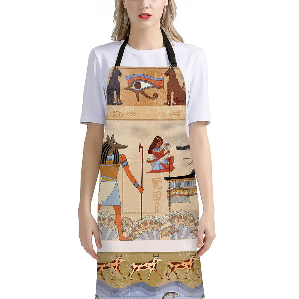 Egyptian Gods And Pharaohs Print Bib Apron With Pocket