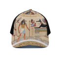Egyptian Gods And Pharaohs Print Black Mesh Trucker Hat