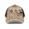 Egyptian Gods And Pharaohs Print Black Mesh Trucker Cap