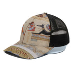 Egyptian Gods And Pharaohs Print Black Mesh Trucker Cap