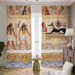Egyptian Gods And Pharaohs Print Blackout Pencil Pleat Curtains