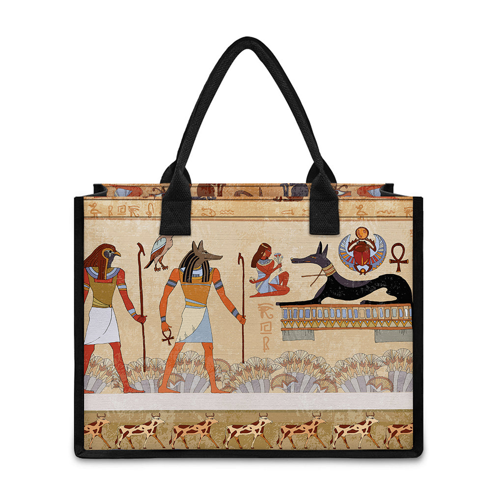 Egyptian Gods And Pharaohs Print Canvas Tote Bag