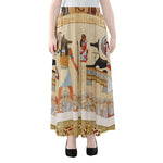 Egyptian Gods And Pharaohs Print Chiffon Maxi Skirt