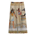 Egyptian Gods And Pharaohs Print Cotton Front Slit Maxi Skirt