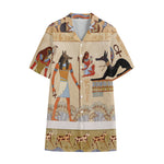 Egyptian Gods And Pharaohs Print Cotton Hawaiian Shirt