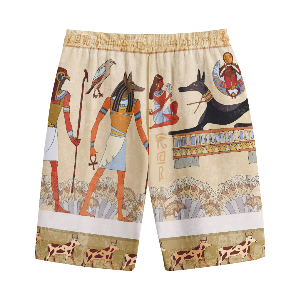 Egyptian Gods And Pharaohs Print Cotton Shorts