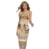 Egyptian Gods And Pharaohs Print Cross Back Cami Dress