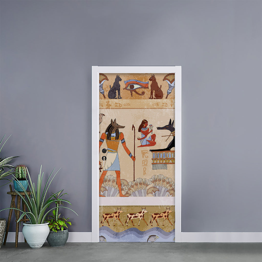 Egyptian Gods And Pharaohs Print Door Sticker