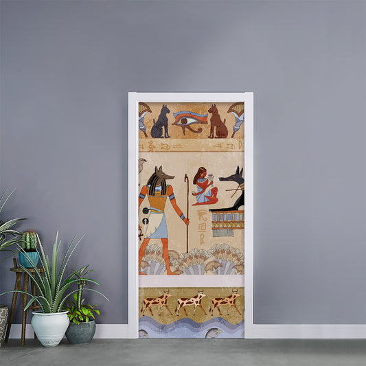 Egyptian Gods And Pharaohs Print Door Sticker