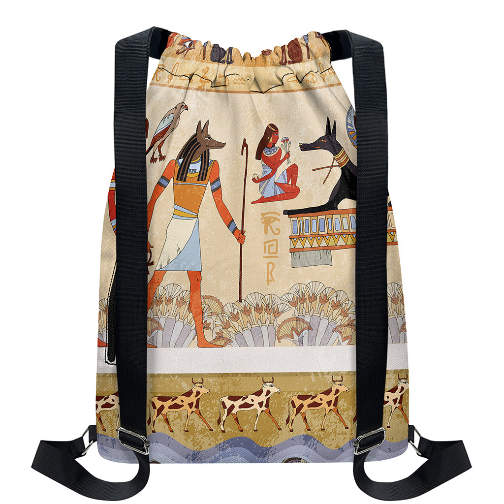 Egyptian Gods And Pharaohs Print Drawstring Backpack