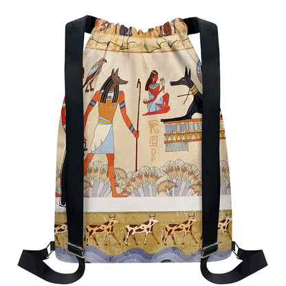 Egyptian Gods And Pharaohs Print Drawstring Backpack