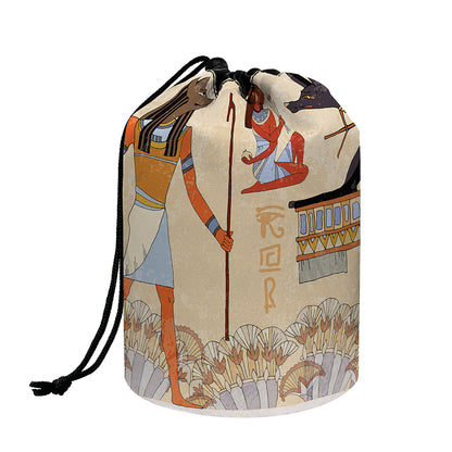 Egyptian Gods And Pharaohs Print Drawstring Makeup Bag