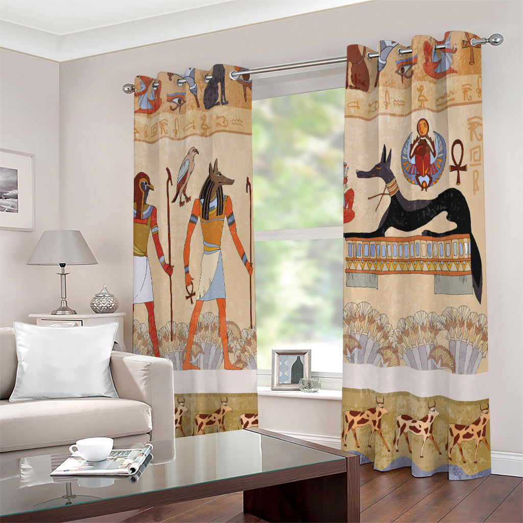 Egyptian Gods And Pharaohs Print Extra Wide Grommet Curtains