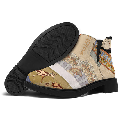 Egyptian Gods And Pharaohs Print Flat Ankle Boots