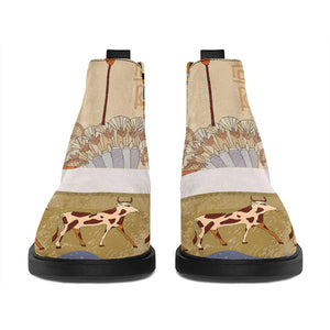 Egyptian Gods And Pharaohs Print Flat Ankle Boots