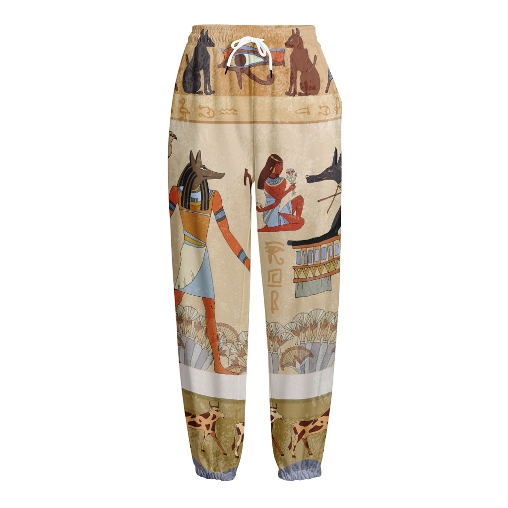 Egyptian Gods And Pharaohs Print Fleece Lined Knit Pants