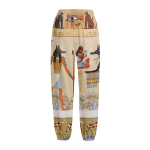 Egyptian Gods And Pharaohs Print Fleece Lined Knit Pants