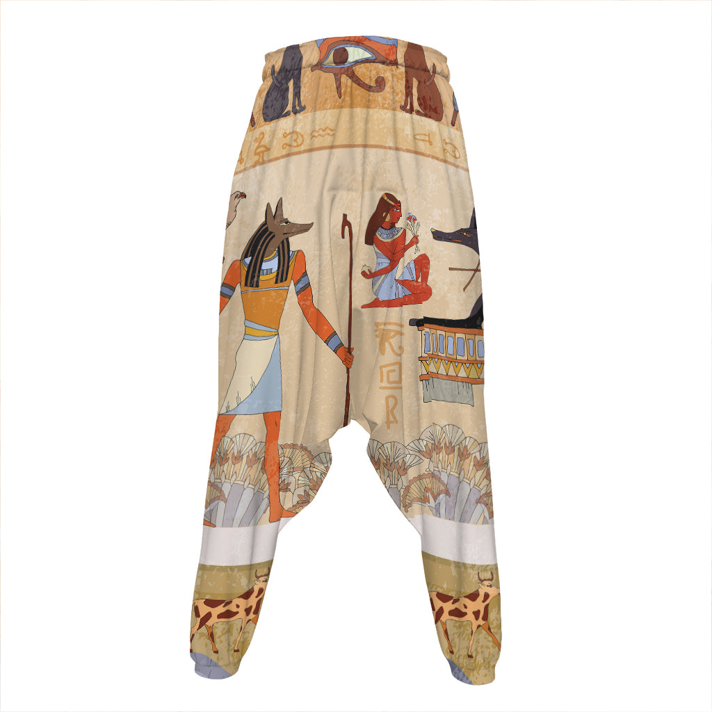 Egyptian Gods And Pharaohs Print Hammer Pants