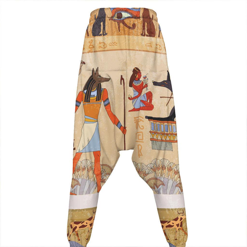 Egyptian Gods And Pharaohs Print Hammer Pants