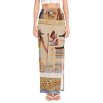 Egyptian Gods And Pharaohs Print High Slit Maxi Skirt