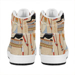 Egyptian Gods And Pharaohs Print High Top Leather Sneakers