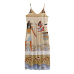 Egyptian Gods And Pharaohs Print Jersey Midi Cami Dress