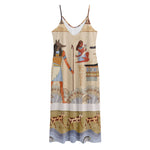 Egyptian Gods And Pharaohs Print Jersey Midi Cami Dress