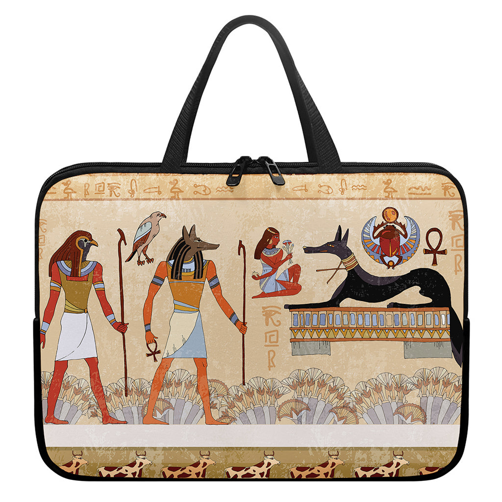 Egyptian Gods And Pharaohs Print Laptop Sleeve With Handle