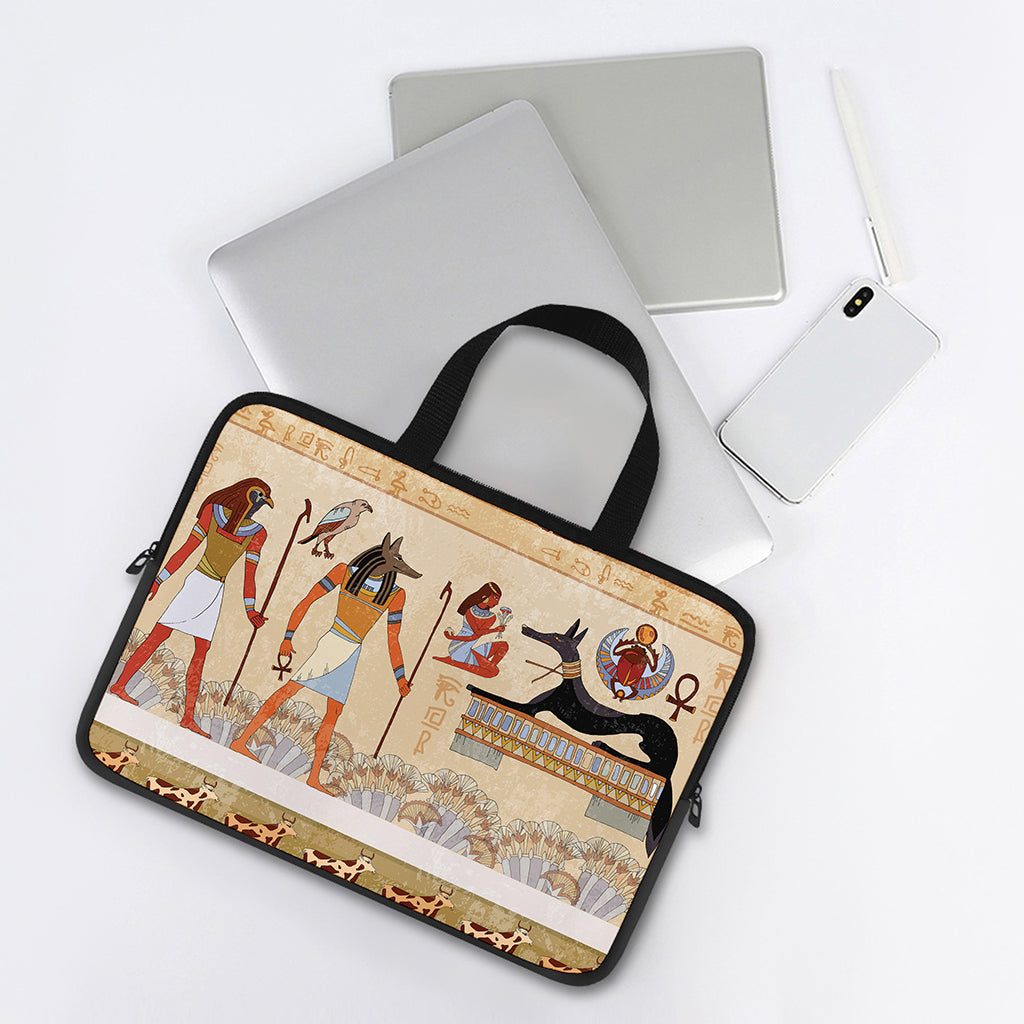 Egyptian Gods And Pharaohs Print Laptop Sleeve With Handle