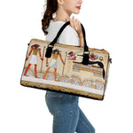Egyptian Gods And Pharaohs Print Leather Duffle Bag