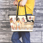 Egyptian Gods And Pharaohs Print Leather Tote Bag