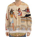 Egyptian Gods And Pharaohs Print Long Sleeve Baseball Jersey