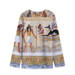 Egyptian Gods And Pharaohs Print Long Sleeve Short Coat