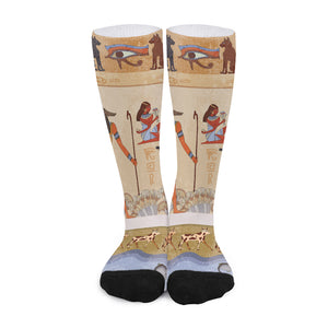 Egyptian Gods And Pharaohs Print Long Socks