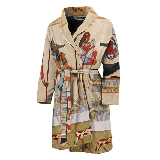 Egyptian Gods And Pharaohs Print Men's Bathrobe