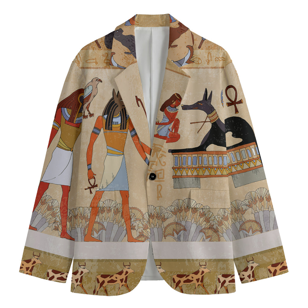 Egyptian Gods And Pharaohs Print Men's Cotton Blazer